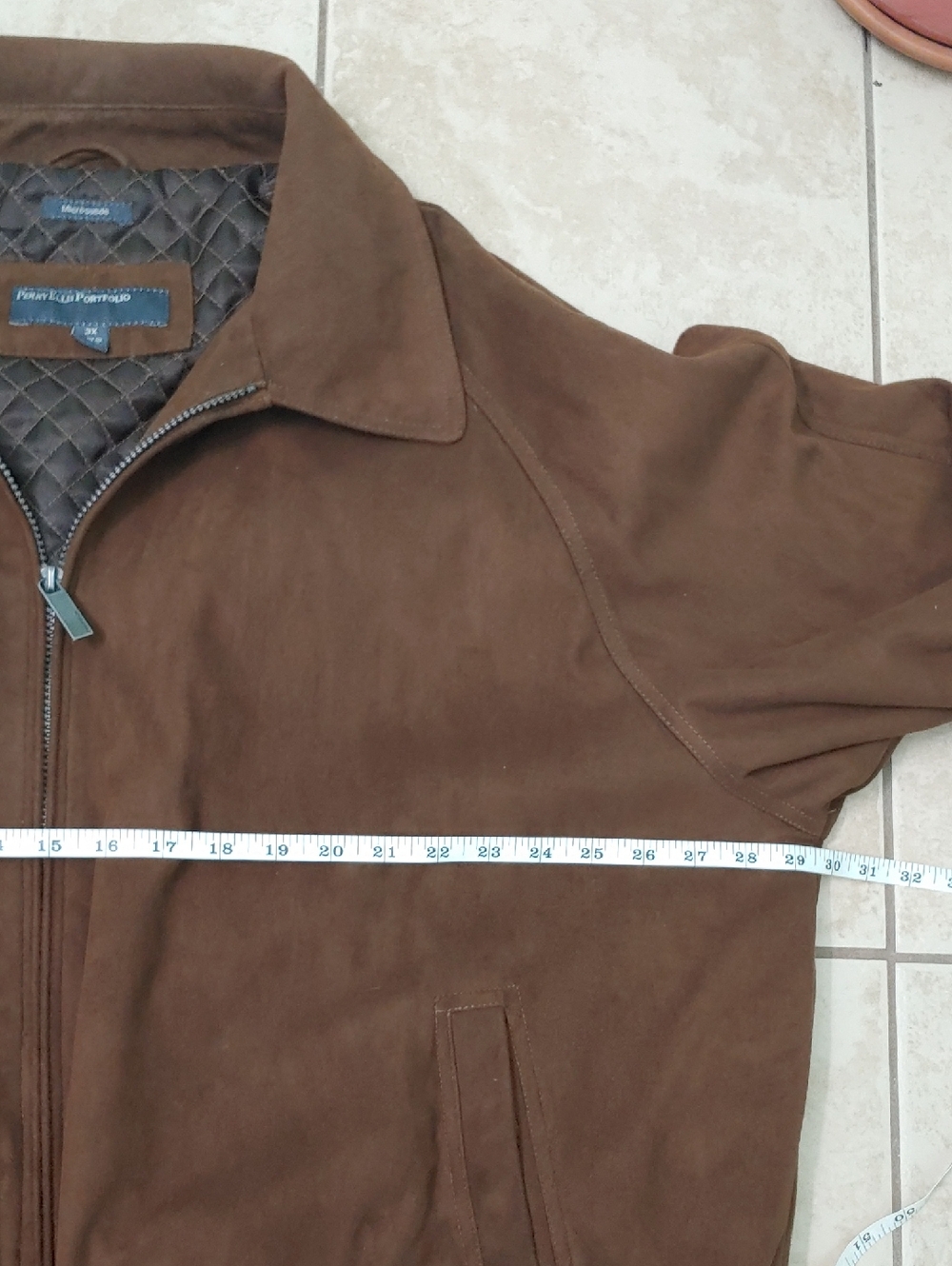 Perry Ellis Microsuede Brown Bomber Jacket Men's Size 3X - Picture 4 of 6